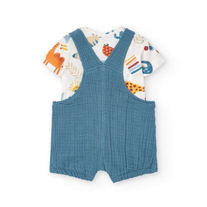 Conjunto peto y camisa animales verde - Boboli