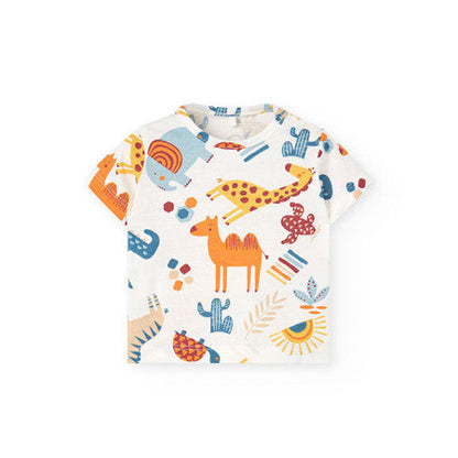 Conjunto peto y camisa animales verde - Boboli