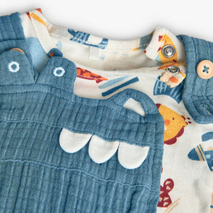 Conjunto peto y camisa animales verde - Boboli