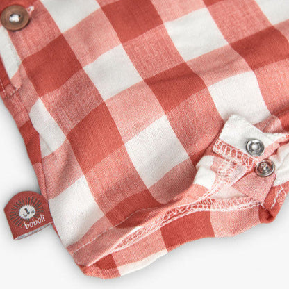 Conjunto peto y camisa cuadros tonos tierra - Boboli