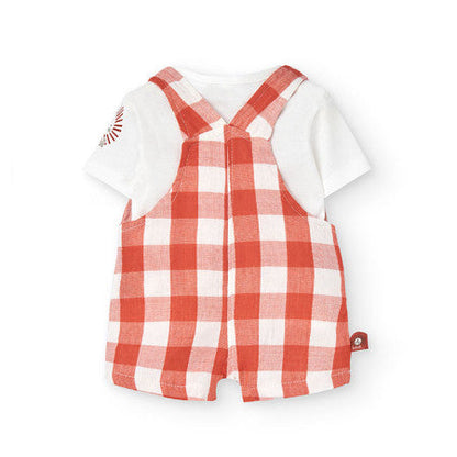 Conjunto peto y camisa cuadros tonos tierra - Boboli