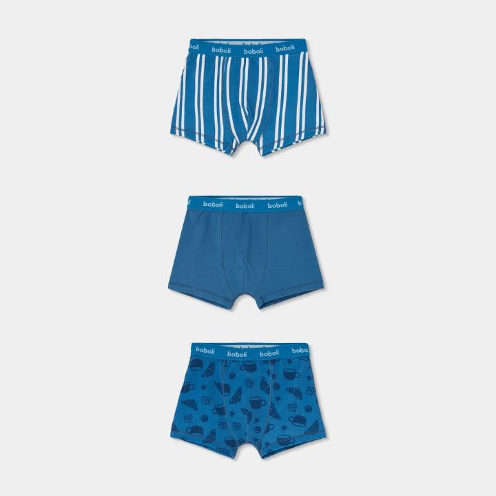 Pack 3 Boxer Croissants Azul - Boboli