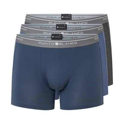 Pack 3 bóxers algodón azul, marino y gris - Punto Blanco