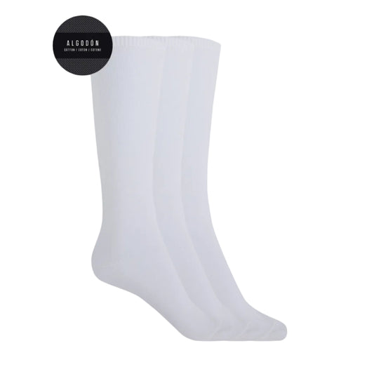 Pack de 3 calcetines altos blancos de algodón lisos - Punto Blanco