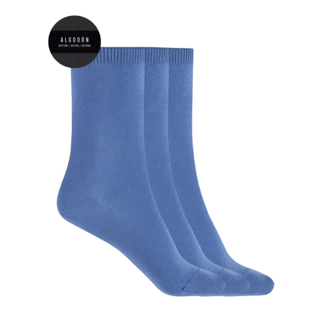 Pack de 3 calcetines cortos azul algodón lisos - Punto Blanco