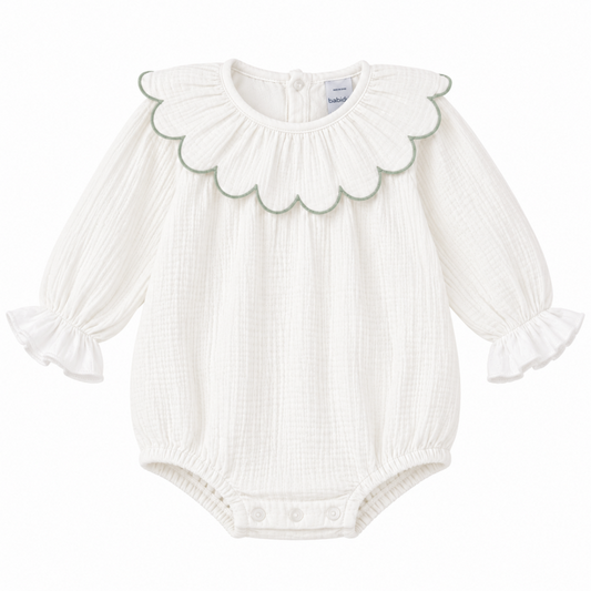 Pelele de Bambula con Cuello Volante Verde – Babidu