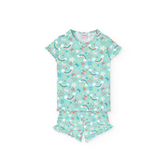 Pijama corto estampado arcoíris y flores - Boboli
