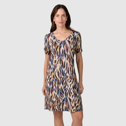 Vestido manga corta estampado Animal Print - Massana