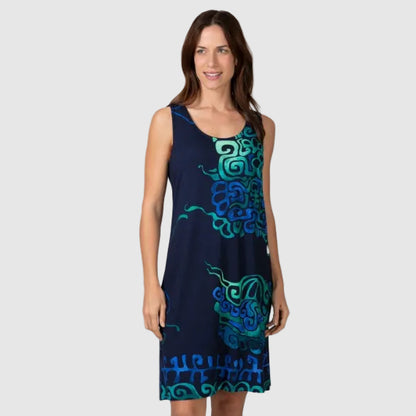 Vestido larga sin mangas estampado Gráfico azul - Massana