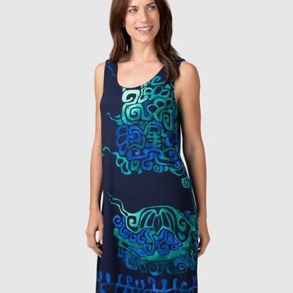 Vestido larga sin mangas estampado Gráfico azul - Massana