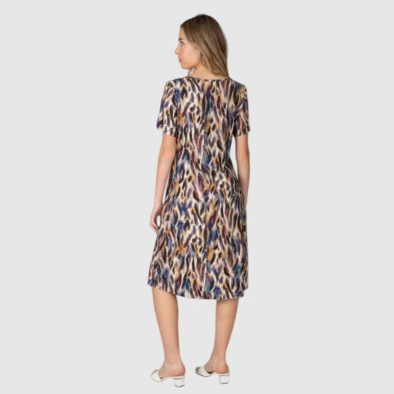 Vestido largo manga corta estampado Animal Print - Massana