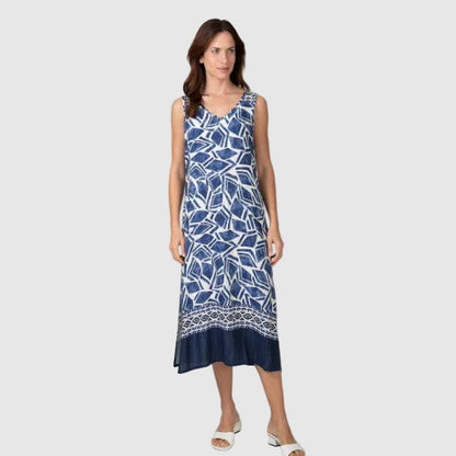 Vestido larga sin mangas estampado Geométrico azul - Massana