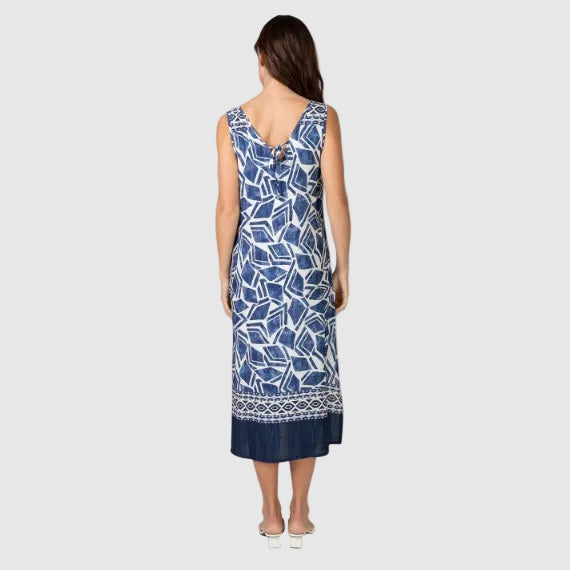 Vestido larga sin mangas estampado Geométrico azul - Massana