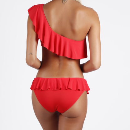 Bikini Asimétrico Volante rojo - Admas