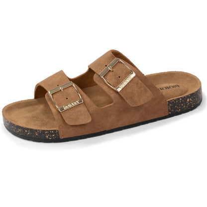 Sandalias dos tiras ajustables camel - Isotoner