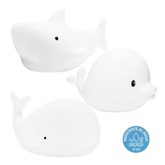 Set de 3 Mini Lámparas Océano: Delfín, Ballena y Tiburón - Rabbit & Friends