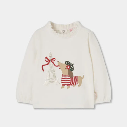 Camiseta Blanca Paris Perro Salchicha - Boboli