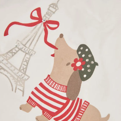 Camiseta Blanca Paris Perro Salchicha - Boboli
